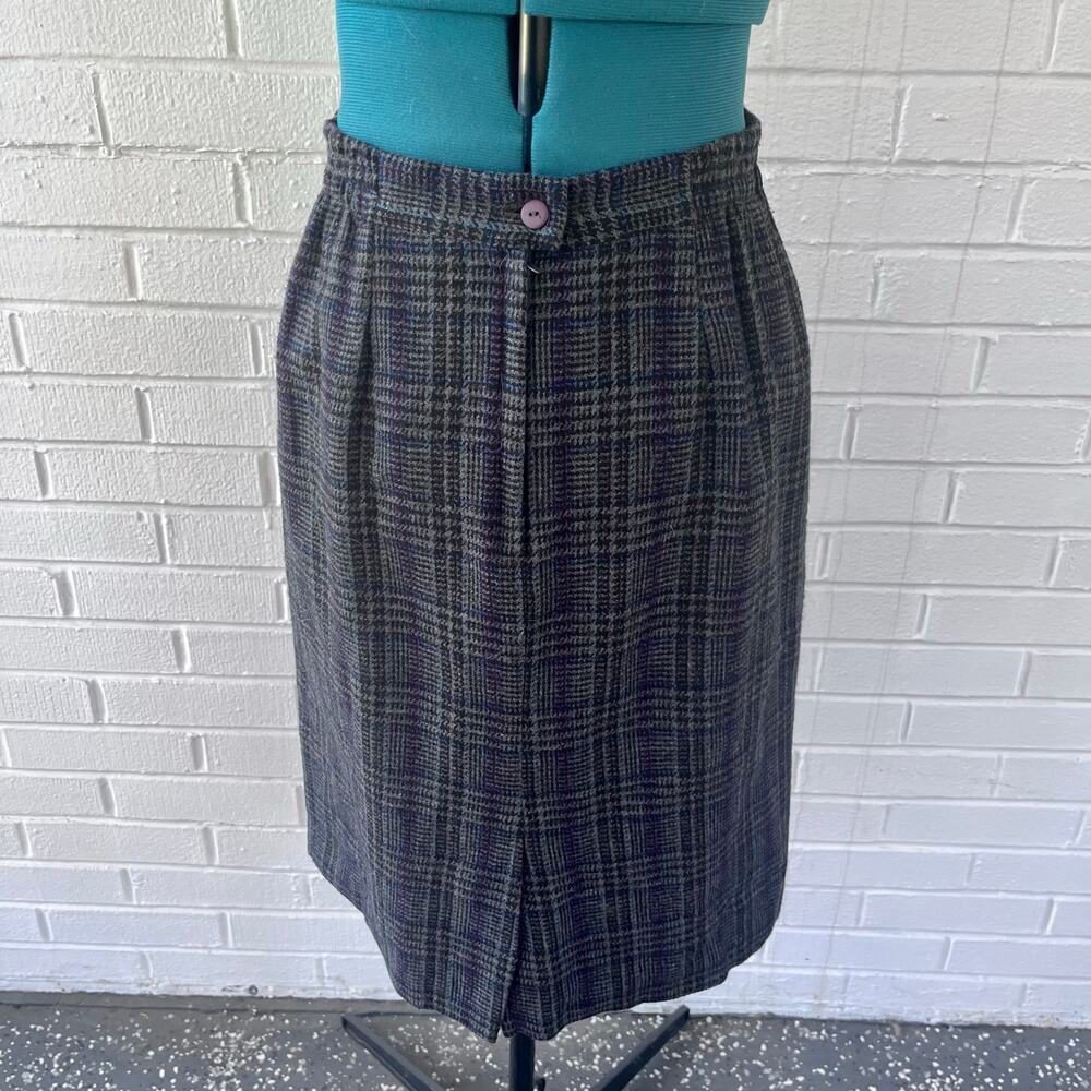 Vintage 80s gray plaid pencil skirt - Picture 2 of 4